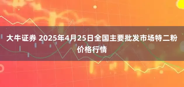 大牛证券 2025年4月25日全国主要批发市场特二粉价格行情